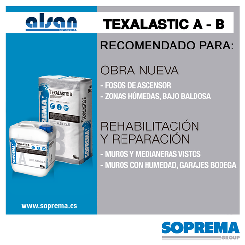 TEXALASTIC mortero cementoso bicomponente y flexible