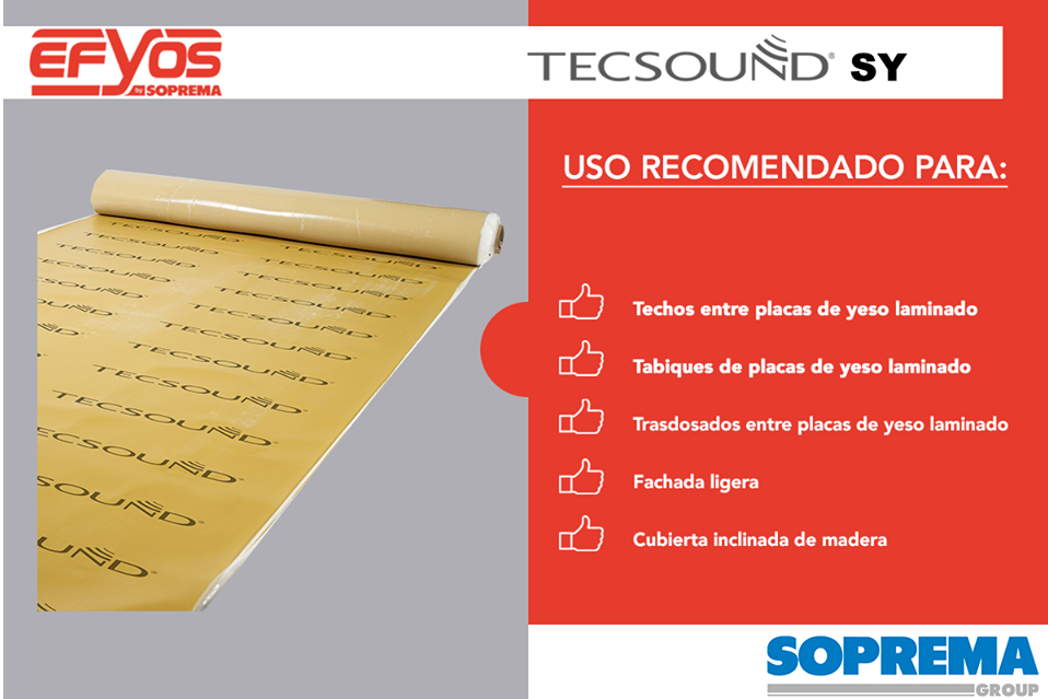 MEJORA AISLAMIENTO ACUSTICO DIVISORIAS PLACA DE YESO LAMINADO - TECSOUND SY  GEO - Soprema